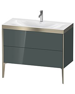 Duravit XViu meuble XV4711OB138P 100x48cm, 2 2000 - out, Match2 trou de coulée, champagne mat, Rahmen P, Dolomiti gris brillant