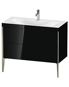 Duravit XViu vanity unit XV4711OB140C 100x48cm, 2 2000 outs, match2 tap hole, matt champagne, Rahmen C, black high-gloss