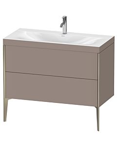 Duravit meuble XViu XV4711OB143C 100x48cm, 2 2000 - out, Match2 trou de coulée, champagne mat, Rahmen C, le basalte mat