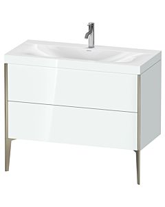 Duravit XViu Waschtisch-Unterschrank XV4711OB185C 100x48cm, 2 Auszüge, 1 Hahnloch, champagner matt, Rahmen C, weiß hochglanz