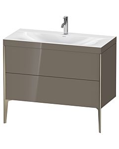 Duravit XViu Waschtisch-Unterschrank XV4711OB189C 100x48cm, 2 Auszüge, 1 Hahnloch, champagner matt, Rahmen C, flannel grey hochglanz