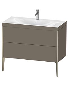 Duravit XViu Waschtisch-Unterschrank XV4711OB190C 100x48cm, 2 Auszüge, 1 Hahnloch, champagner matt, Rahmen C, flannel grey seidenmatt