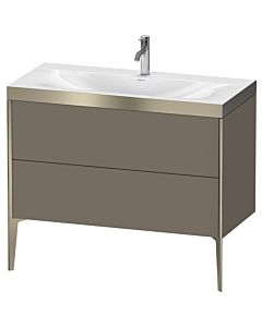 Duravit meuble XViu XV4711OB190P 100x48cm, 2 2000 - out, Match2 trou de coulée, champagne mat, Rahmen P, flanelle gris mat de soie