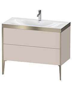 Duravit XViu vanity unit XV4711OB191P 100x48cm, 2 2000 outs, match2 tap hole, matt champagne, Rahmen P, matt taupe