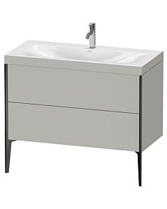 Duravit XViu vanity unit XV4711OB207C 100x48cm, 2 2000 outs, match2 tap hole, matt black, Rahmen C, matt concrete gray