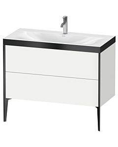 Duravit XViu vanity unit XV4711OB218P 100x48cm, 2 2000 outs, match2 tap hole, matt black, Rahmen P, matt white