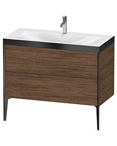 Duravit meuble XViu XV4711OB221P 100x48cm, 2 2000 - out, Match2 trou de coulée, noir mat, Rahmen P, noyer noir