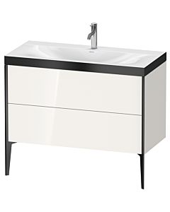 Duravit meuble XViu XV4711OB222P 100x48cm, 2 2000 - out, match3 trou de coulée, noir mat, Rahmen P, blanc haute brillance