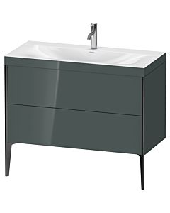Duravit XViu Waschtisch-Unterschrank XV4711OB238C 100x48cm, 2 Auszüge, 1 Hahnloch, schwarz matt, Rahmen C, dolomiti grey hochglanz