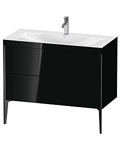 Duravit XViu vanity unit XV4711OB240C 100x48cm, 2 2000 outs, match2 tap hole, black matt, Rahmen C, black high gloss