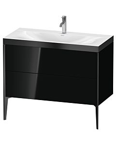 Duravit XViu vanity unit XV4711OB240P 100x48cm, 2 2000 outs, match2 tap hole, matt black, Rahmen P, high-gloss black