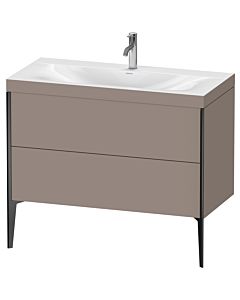 Duravit XViu vanity unit XV4711OB243C 100x48cm, 2 2000 outs, match2 tap hole, matt black, Rahmen C, matt basalt
