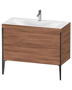 Duravit XViu vanity unit XV4711OB279C 100x48cm, 2 2000 outs, match2 tap hole, matt black, Rahmen C, natural walnut