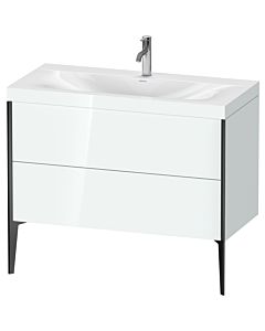 Duravit meuble XViu XV4711OB285C 100x48cm, 2 2000 - out, match3 trou de coulée, noir mat, Rahmen C, blanc haute brillance