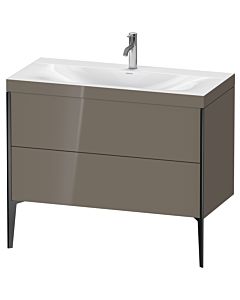 Duravit XViu Waschtisch-Unterschrank XV4711OB289C 100x48cm, 2 Auszüge, 1 Hahnloch, schwarz matt, Rahmen C, flannel grey hochglanz