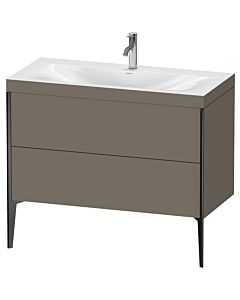 Duravit meuble XViu XV4711OB290C 100x48cm, 2 2000 - out, Match2 trou de coulée, noir mat, Rahmen C, flanelle gris mat de soie