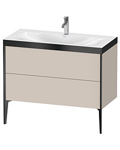 Duravit XViu vanity unit XV4711OB291P 100x48cm, 2 2000 outs, match2 tap hole, matt black, Rahmen P, matt taupe