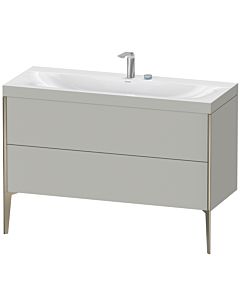 Duravit XViu Waschtisch-Unterschrank XV4712EB107C 120x48cm, 2 Schubkästen, 2 Hahnlöcher, champagner matt, Rahmen C, betongrau matt