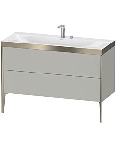 Duravit Meuble sous-vasque XViu XV4712EB235P 120x48cm, 2 tiroirs, 2 trous pour robinetterie, noir mat, Rahmen P, chêne terra