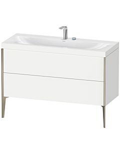 Duravit XViu Waschtisch-Unterschrank XV4712EB118C 120x48cm, 2 Schubkästen, 2 Hahnlöcher, champagner matt, Rahmen C, weiß matt