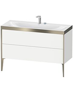 Duravit XViu Waschtisch-Unterschrank XV4712EB118P 120x48cm, 2 Schubkästen, 2 Hahnlöcher, champagner matt, Rahmen P, weiß matt