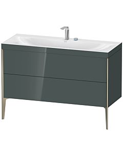 Duravit XViu Waschtisch-Unterschrank XV4712EB138C 120x48cm, 2 Schubkästen, 2 Hahnlöcher, champagner matt, Rahmen C, dolomiti grey hochglanz