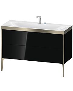 Duravit XViu Waschtisch-Unterschrank XV4712EB140P 120x48cm, 2 Schubkästen, 2 Hahnlöcher, champagner matt, Rahmen P, schwarz hochglanz