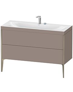 Duravit XViu vanity unit XV4712EB143C 120x48cm, 2 drawers, 2 tap holes, matt champagne, Rahmen C, matt basalt
