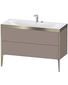 Duravit XViu Waschtisch-Unterschrank XV4712EB143P 120x48cm, 2 Schubkästen, 2 Hahnlöcher, champagner matt, Rahmen P, basalt matt
