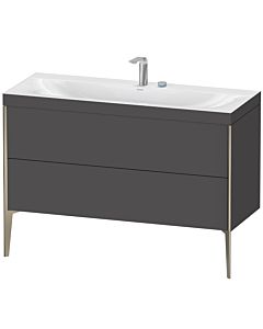 Duravit XViu Waschtisch-Unterschrank XV4712EB149C 120x48cm, 2 Schubkästen, 2 Hahnlöcher, champagner matt, Rahmen C, graphit matt