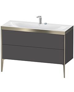Duravit XViu Waschtisch-Unterschrank XV4712EB149P 120x48cm, 2 Schubkästen, 2 Hahnlöcher, champagner matt, Rahmen P, graphit matt