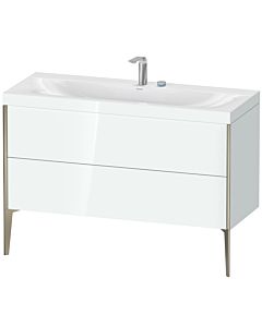 Duravit Meuble sous-vasque XViu XV4712EB185C 120x48cm, 2 tiroirs, 2 trous pour robinetterie, champagne mat, Rahmen C, blanc brillant