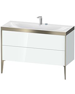 Duravit XViu Waschtisch-Unterschrank XV4712EB185P 120x48cm, 2 Schubkästen, 2 Hahnlöcher, champagner matt, Rahmen P, weiß hochglanz