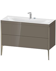 Duravit XViu Waschtisch-Unterschrank XV4712EB189C 120x48cm, 2 Schubkästen, 2 Hahnlöcher, champagner matt, Rahmen C, flannel grey hochglanz