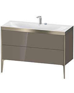 Duravit XViu vanity unit XV4712EB189P 120x48cm, 2 drawers, 2 tap holes, matt champagne, Rahmen P, flannel gray high gloss