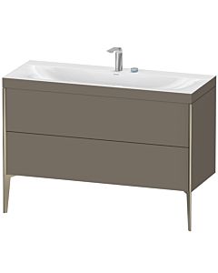 Duravit XViu Waschtisch-Unterschrank XV4712EB190C 120x48cm, 2 Schubkästen, 2 Hahnlöcher, champagner matt, Rahmen C, flannel grey seidenmatt