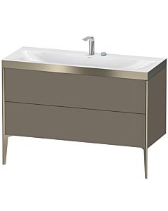 Duravit XViu Waschtisch-Unterschrank XV4712EB190P 120x48cm, 2 Schubkästen, 2 Hahnlöcher, champagner matt, Rahmen P, flannel grey seidenmatt