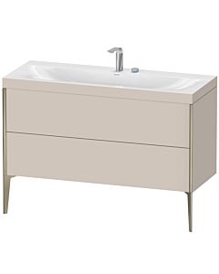 Duravit XViu vanity unit XV4712EB191C 120x48cm, 2 drawers, 2 tap holes, matt champagne, Rahmen C, matt taupe