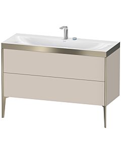 Duravit Meuble sous-vasque XViu XV4712EB191P 120x48cm, 2 tiroirs, 2 trous pour robinetterie, champagne mat, Rahmen P, taupe mat