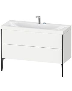 Duravit XViu Waschtisch-Unterschrank XV4712EB218C 120x48cm, 2 Schubkästen, 2 Hahnlöcher, schwarz matt, Rahmen C, weiß matt