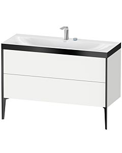 Duravit XViu Waschtisch-Unterschrank XV4712EB218P 120x48cm, 2 Schubkästen, 2 Hahnlöcher, schwarz matt, Rahmen P, weiß matt