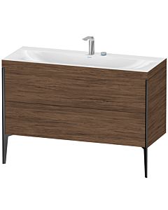 Duravit XViu vanity unit XV4712EB221C 120x48cm, 2 drawers, 2 tap holes, matt black, Rahmen C, dark walnut