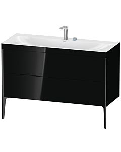Duravit XViu vanity unit XV4712EB240C 120x48cm, 2 drawers, 2 tap holes, matt black, Rahmen C, high-gloss black