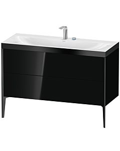 Duravit XViu vanity unit XV4712EB240P 120x48cm, 2 drawers, 2 tap holes, matt black, Rahmen P, high-gloss black