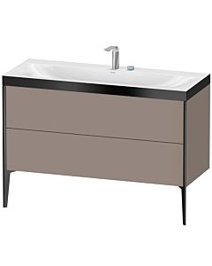 Duravit XViu Waschtisch-Unterschrank XV4712EB243P 120x48cm, 2 Schubkästen, 2 Hahnlöcher, schwarz matt, Rahmen P, basalt matt