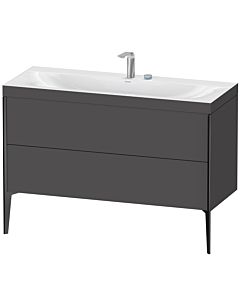 Duravit XViu Waschtisch-Unterschrank XV4712EB249C 120x48cm, 2 Schubkästen, 2 Hahnlöcher, schwarz matt, Rahmen C, graphit matt