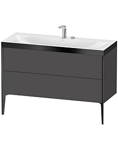 Duravit Meuble sous-vasque XViu XV4712EB249P 120x48cm, 2 tiroirs, 2 trous pour robinetterie, noir mat, Rahmen P, graphite mat