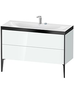 Duravit XViu Waschtisch-Unterschrank XV4712EB285P 120x48cm, 2 Schubkästen, 2 Hahnlöcher, schwarz matt, Rahmen P, weiß hochglanz