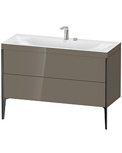 Duravit XViu vanity unit XV4712EB289C 120x48cm, 2 drawers, 2 tap holes, matt black, Rahmen C, flannel gray high gloss