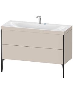 Duravit XViu vanity unit XV4712EB291C 120x48cm, 2 drawers, 2 tap holes, matt black, Rahmen C, matt taupe